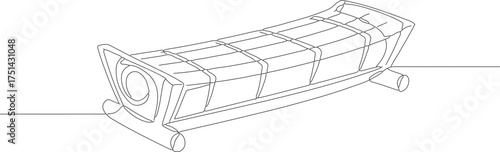 Detailed Line Drawing Traditional Indonesian Sarcophagus with Elaborate Design Heritage