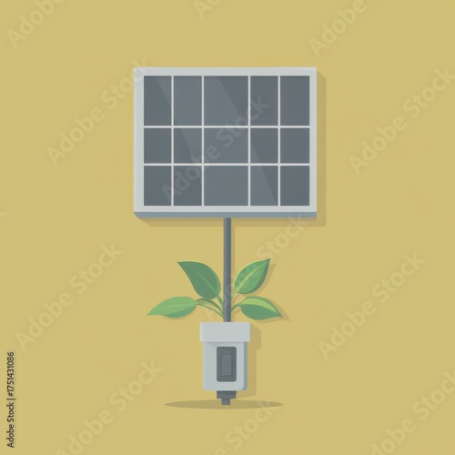 Innovative solar panel concept combining nature and technology in vibrant design - Low Contrast