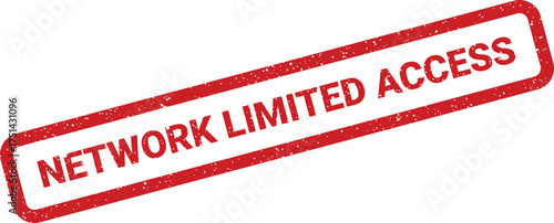 Grunge rubber stamp illustration with textured lettering indicating restricted network capabilities or partial availability