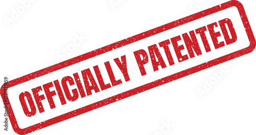 Grunge rubber stamp marking an item as officially patented for intellectual property protection and legal recognition
