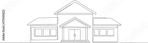 Minimalist Line Art Residence Facade Building Exterior Architecture Blueprint
