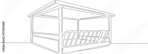 Minimalist Line Art Hay Feeder Illustration Structure for Livestock Farming