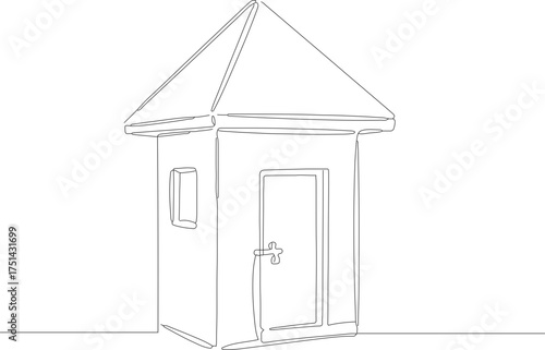 Minimalist Line Art Small Wooden Shed with Window Architecture