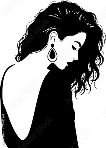 Downcast profile in monochrome, vector illustration. EPS version.