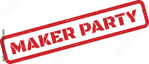 Grunge textured rectangular stamp for a maker party event invitation or craft festival announcement