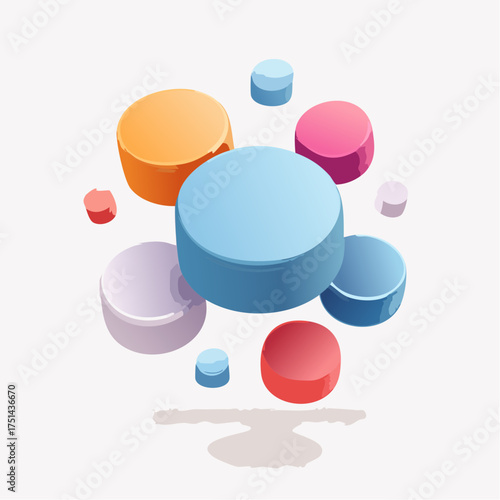 Abstract 3D composition of colorful cylinder shapes