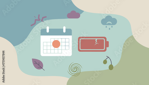 Abstract illustration of stress burnout time pressure and negative emotions symbolizing mental health challenges
