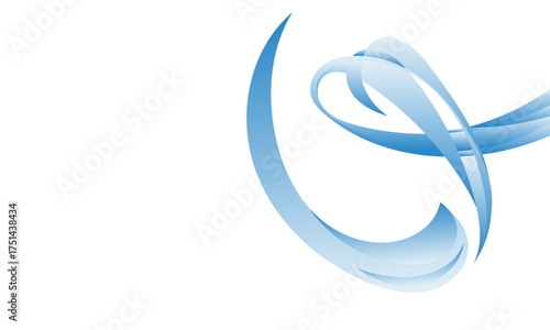 Blue Ribbon Swoosh Abstract Background — Flowing blue ribbon curves on white with generous copy space; clean, modern, and corporate-friendly.