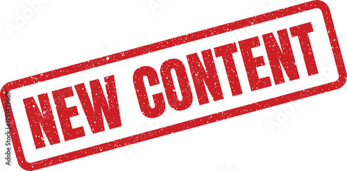 Grungy red rectangular rubber stamp indicating the arrival of fresh new content material