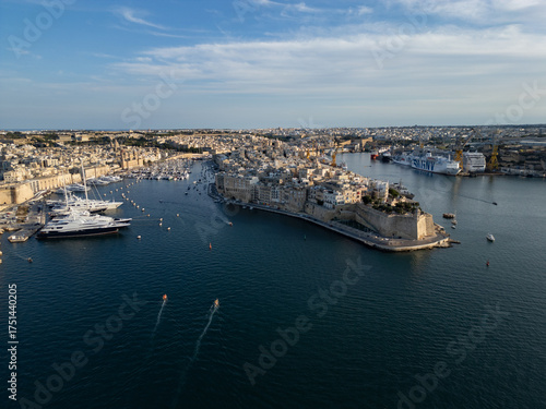 Fort St. Angelo, Birgu, Malta - aerial drone view
