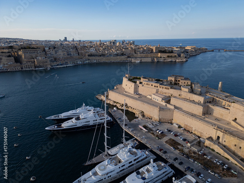 Fort St. Angelo, Birgu, Malta - aerial drone view