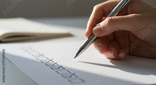 手書きのToDoリストにチェックを入れる手元