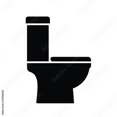 Black silhouette of a toilet with tank and seat