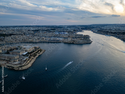 Fort St. Angelo, Birgu, Malta - aerial drone view