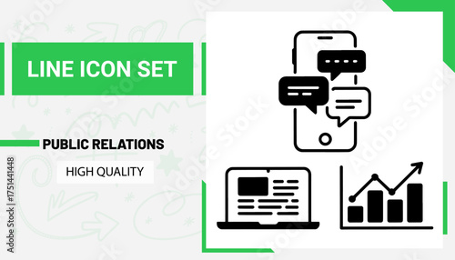 High qulity Public relations line icon set