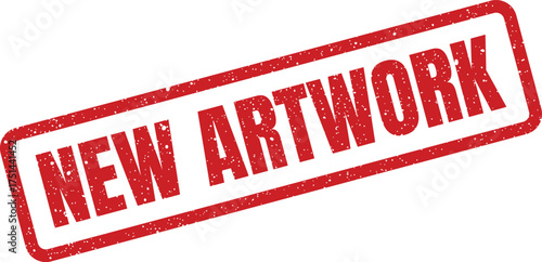 Grungy red stamp graphic displaying NEW ARTWORK text, suitable for gallery openings or content updates