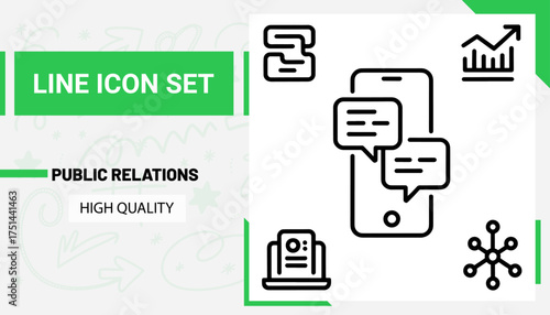 High qulity Public relations line icon set