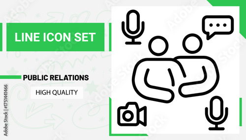High qulity Public relations line icon set