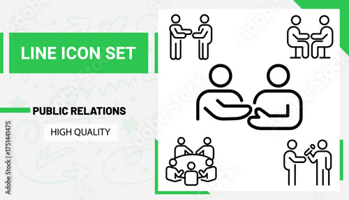 High qulity Public relations line icon set