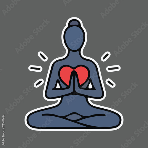 Mindful Meditation Pose with Radiant Heart - Symbol of Self-Love, Inner Peace, and Spiritual Harmony