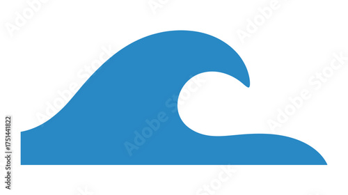 Simple Blue Ocean Wave Icon Isolated on White Background