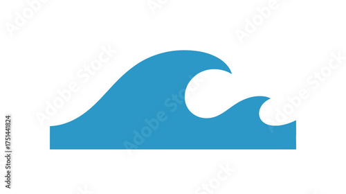 Simple blue ocean wave graphic icon illustration