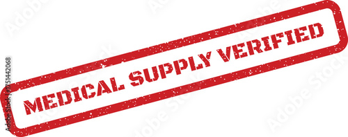 Official red rubber stamp confirming medical supply verification, excellent for logistics validation and quality assurance
