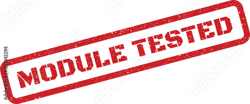 Official rubber stamp mark indicating a module has been tested, great for quality control or product validation reports