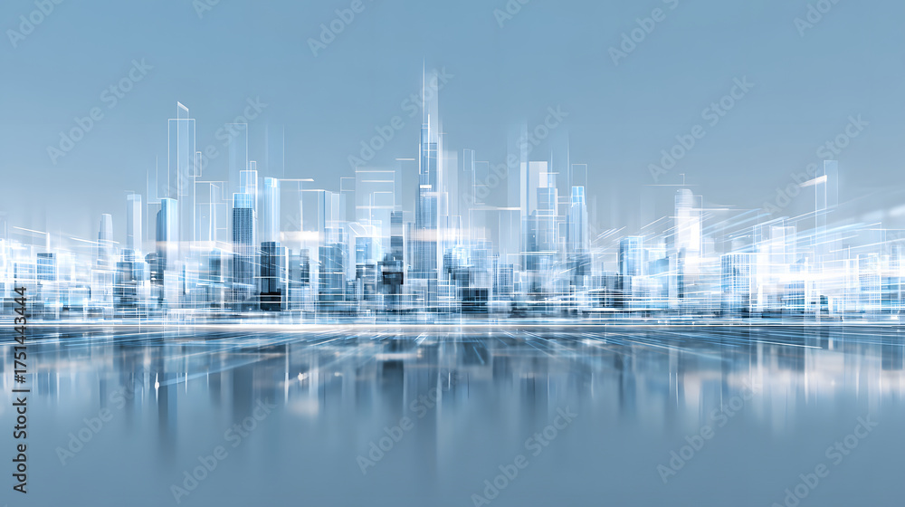 Fototapeta premium Futuristic Smart City Skyline with Digital Connections
