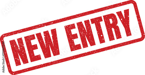 Red grunge style rubber stamp mark indicating a significant new entry or addition on a surface