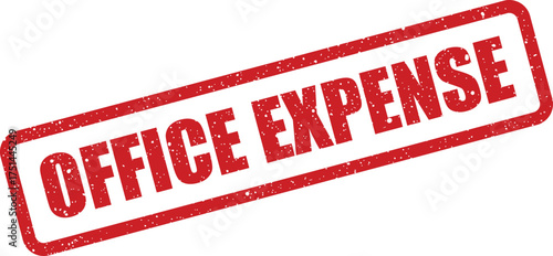 Red grunge textured rectangular stamp with bold capital letters indicating an office expense record