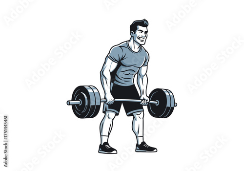 Weightlifting Icon Strong Man Performing Deadlift Exercise, Fitness and Strength Training Concept