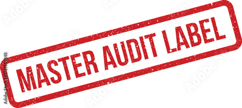 Red rectangular grunge style rubber stamp indicating an official audit label for compliance documentation