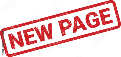 Red rectangular grunge style stamp with NEW PAGE text, useful for website updates and content additions