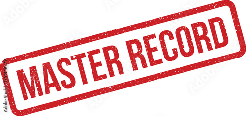 Red rectangular rubber stamp showing MASTER RECORD text, suitable for official archiving and important document identification