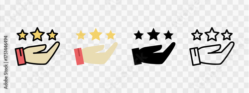 Hands giving a three-star rating, suitable for review, rating, and feedback concepts.