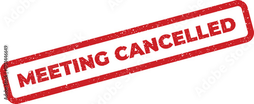 Red rubber stamp mark indicating a meeting has been officially cancelled, for administrative notices and updates
