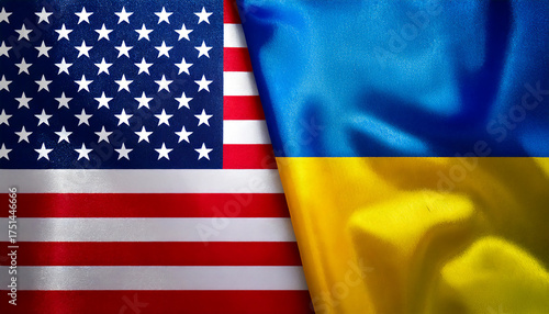 アメリカの国旗とウクライナの国旗(USA Flag &Ukraine flag.)
