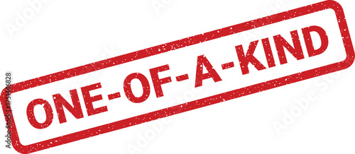 Red textured rubber stamp displaying ONE OF A KIND text, perfect for highlighting unique products or exclusive items