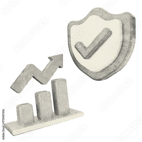 Tableau sur toile 3d trading protection shield halftone style