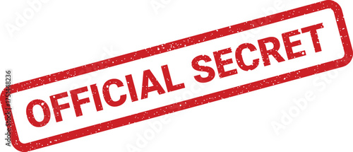Textured red rectangular stamp with official secret text, symbolizing confidential or classified information