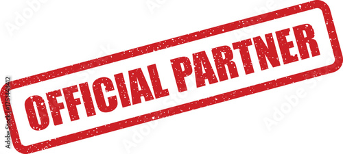 Textured red rubber stamp displaying OFFICIAL PARTNER indicating a verified business alliance or collaboration status