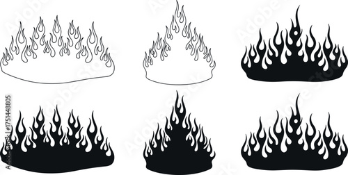 Fiery Flames Vector Illustrations Diverse Styles for Graphic Design and Decorative Elements