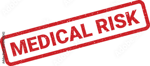 Warning medical risk stamp with a clear textured impression, indicating potential health hazards or concerns