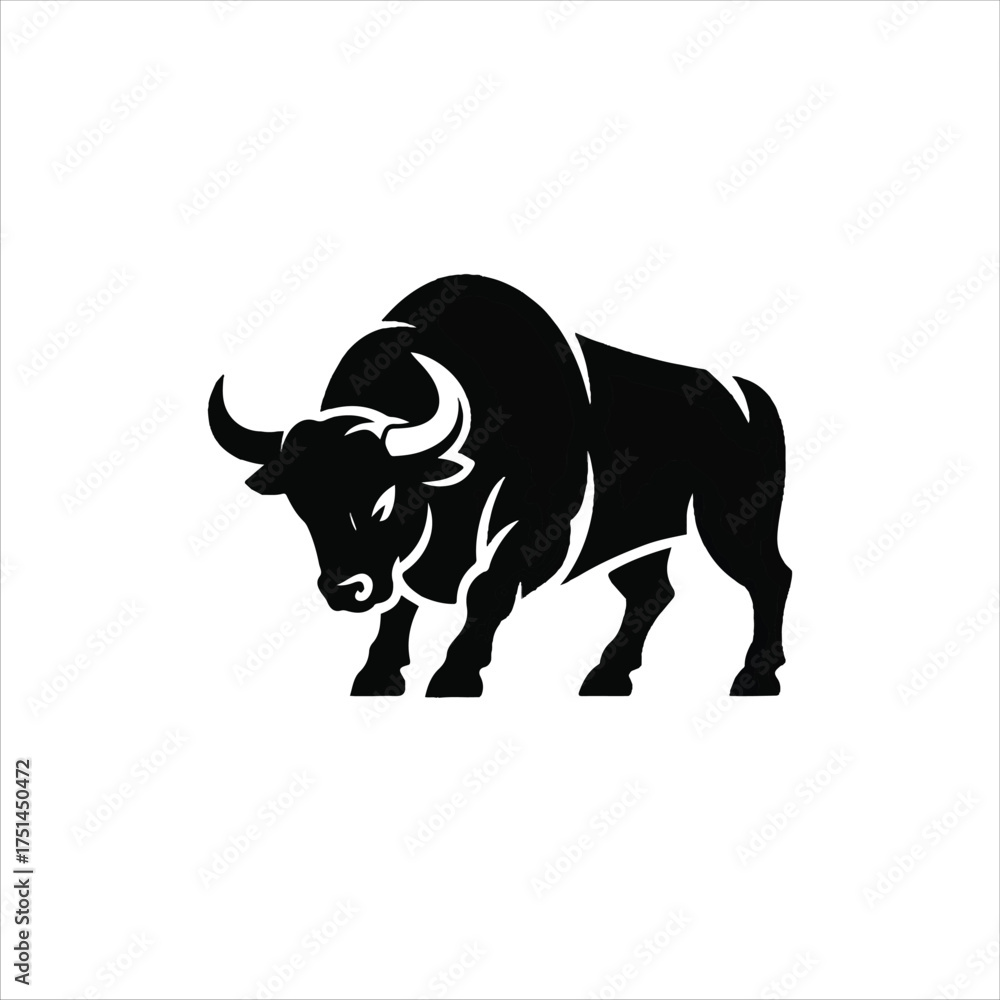 Fototapeta premium bulls vector art silhouette logo design black and white illustration
