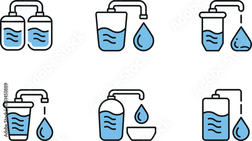 Water filtration and purification icons