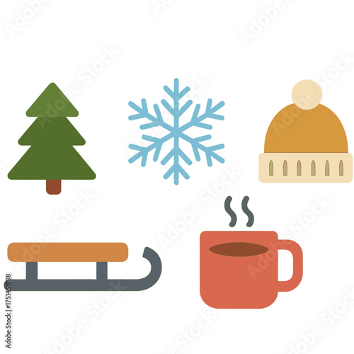 Cozy winter icons warm up frosty season fun and celebration