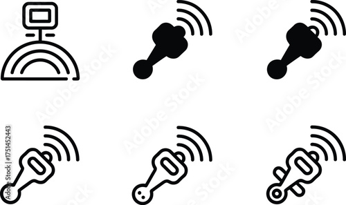 Remote Control Icons: Key Fob, Microphone, and Transmitter