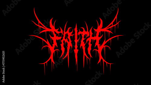Faith typography vector in symmetrical shapes black metal custom Lettering style for streetwear, t-shirt print apparel, sticker, poster, band name