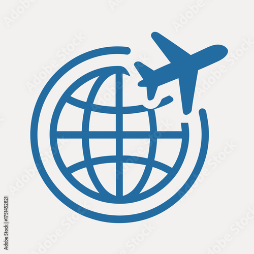 Airplane soaring around the world representing global travel and tourism